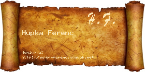 Hupka Ferenc névjegykártya